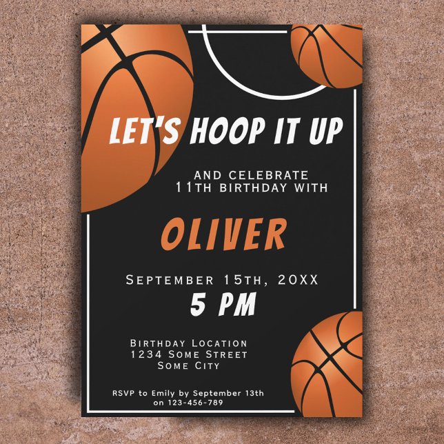 Convite Aniversário de criança de Esporte de Bola de Basqu (Criador carregado)