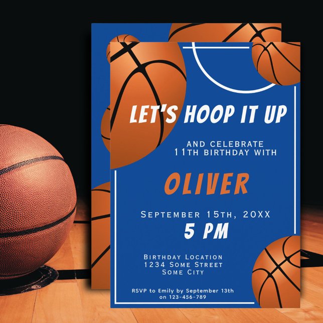 Convite Aniversário de criança de Esporte de Bola de Basqu (Criador carregado)