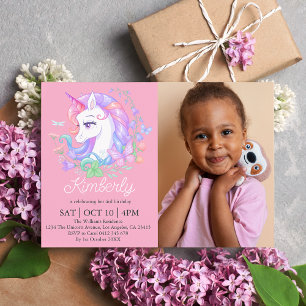 Convite Aniversário de criança de Fotografia de Unicorn Ro