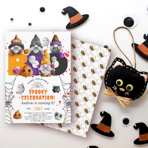 Convite Aniversário de criança de Halloween dos Gnomos Bon