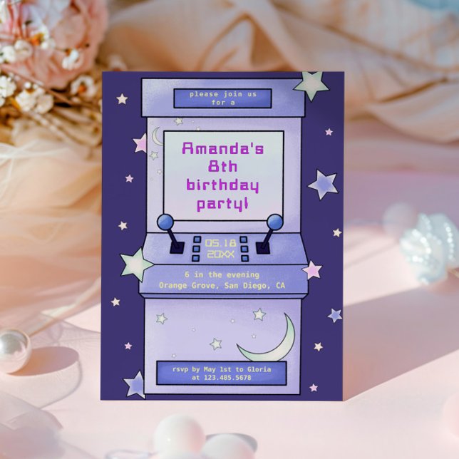 Convite Aniversário de criança de Jogo de Arcade Retroativ (Criador carregado)