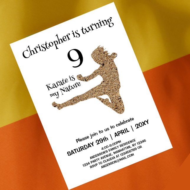 Convite Aniversário de criança de Karate das Artes Marciai (Criador carregado)