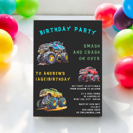 Convite Aniversário de criança de monstro de diversão pers