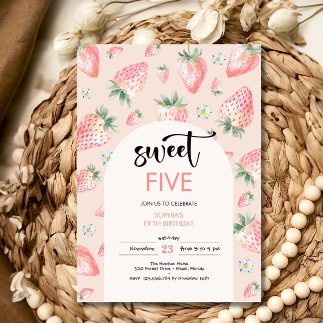 Convite Aniversário de criança de morango doce (Criador carregado)