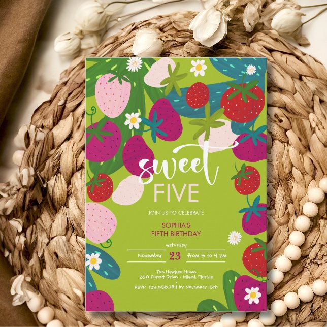 Convite Aniversário de criança de morango doce (Criador carregado)