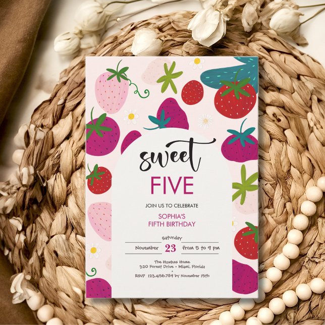 Convite Aniversário de criança de morango doce (Criador carregado)
