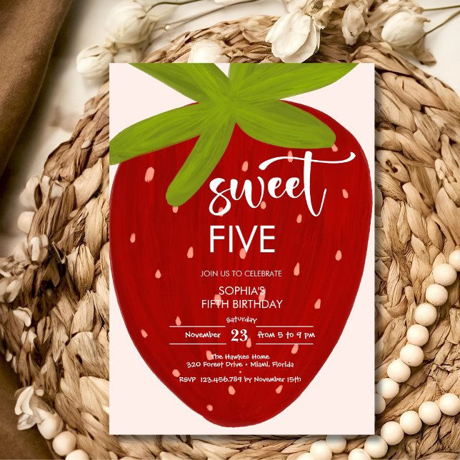 Convite Aniversário de criança de morango doce (Criador carregado)