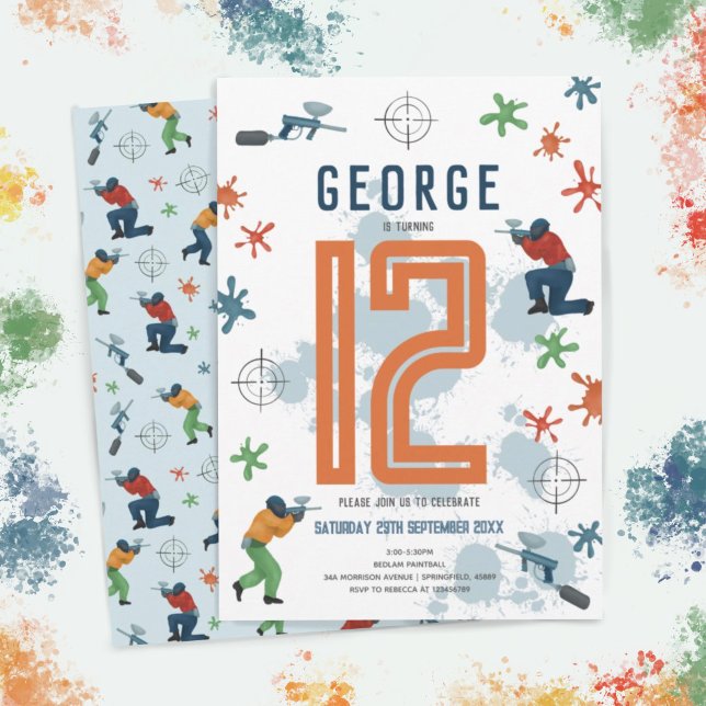 Convite Aniversário de criança de Partido de Paintball Mod (Criador carregado)