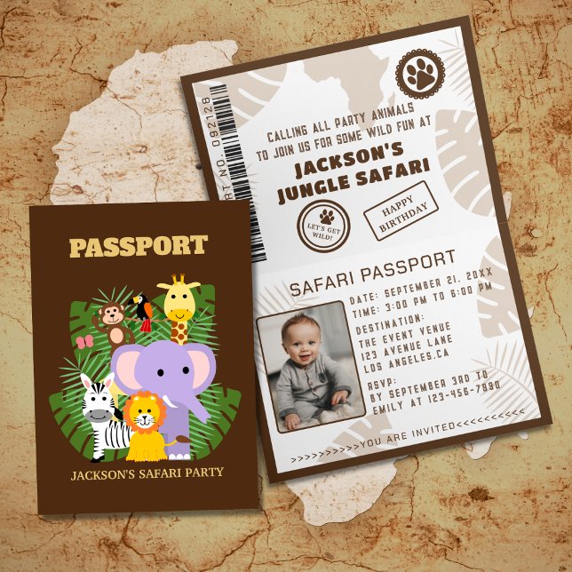 Convite Aniversário de criança de Passaporte Selgle Safari (Criador carregado)