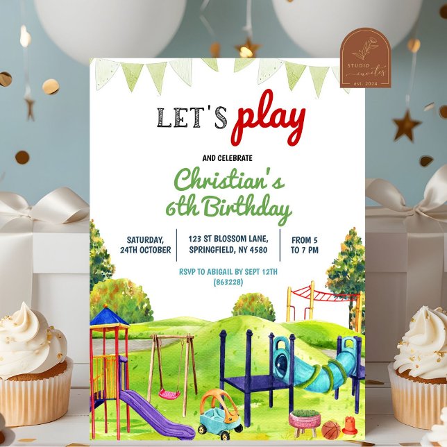 Convite Aniversário de criança de Playground no Parque Ext (Criador carregado)