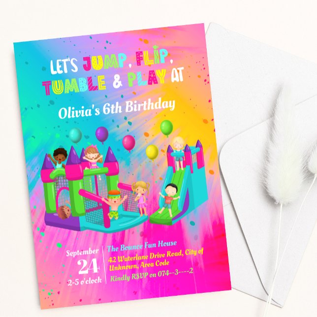 Convite Aniversário de criança de pulos de galeria (Criador carregado)