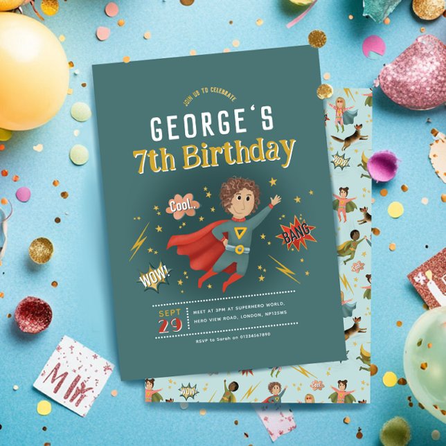 Convite Aniversário de criança de quadrinhos super-heróis  (Criador carregado)