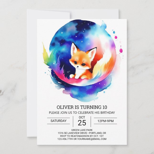 Convite Aniversário de criança de Raposas Digitais Bash (Frente)