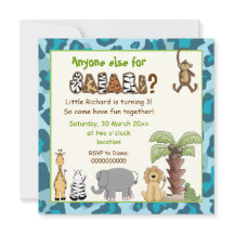 Aniversário de criança de safari de animais azuis 