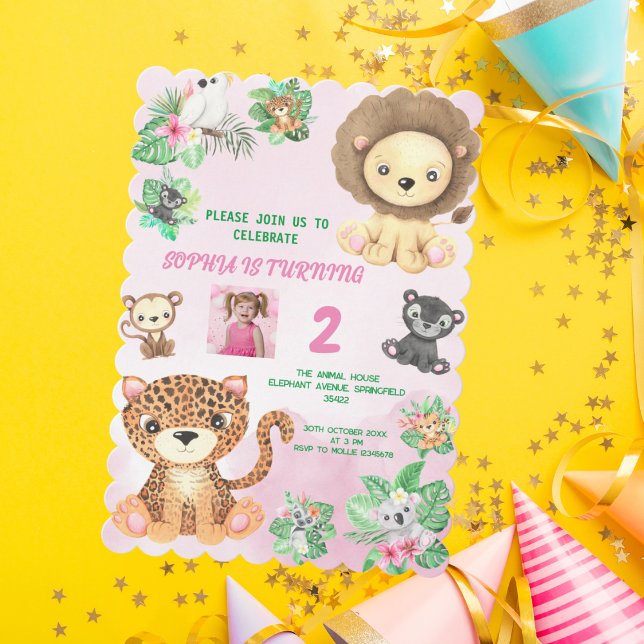 Convite Aniversário de criança de Selva de Safari Tropical (Criador carregado)