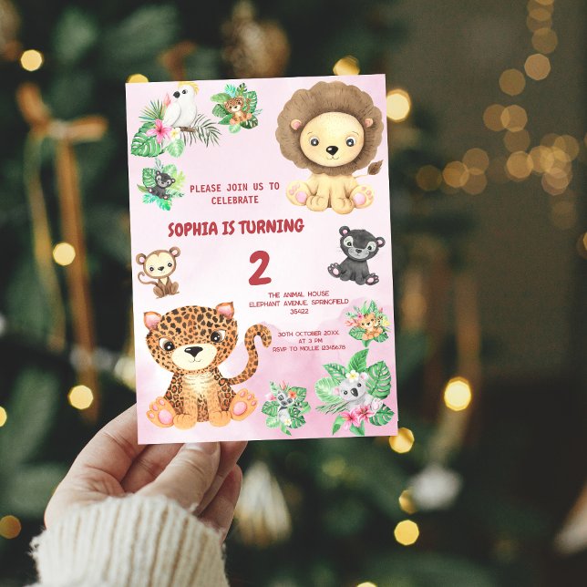Convite Aniversário de criança de Selva de Safari Tropical (Criador carregado)