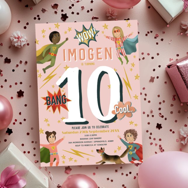 Convite Aniversário de criança de Super-Heróis de Ação Mod (Criador carregado)