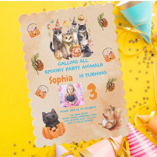 Convite Aniversário de criança de Tema de Animais de Festa