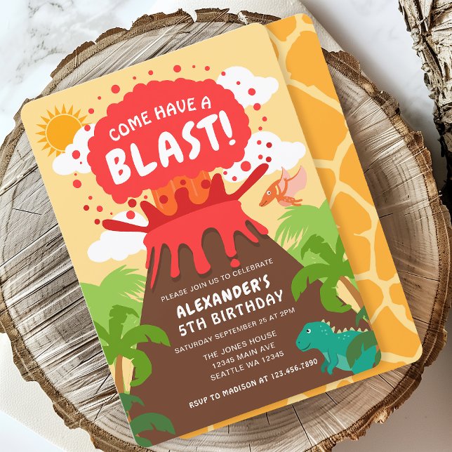 Convite Aniversário de criança de vulcão dinossauro (Criador carregado)
