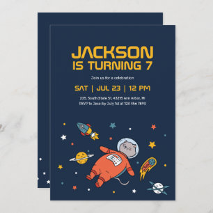 Convite Aniversário de criança do Astronauta Exterior do C