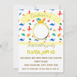 Convite Aniversário de criança do Dinossauro, bebê foto am