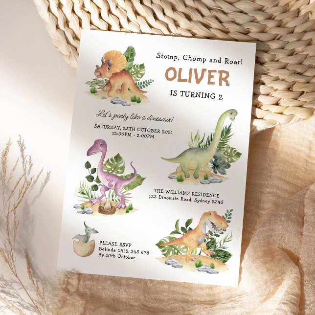 Convite Aniversário de criança do Dinossauro Moderno (Criador carregado)