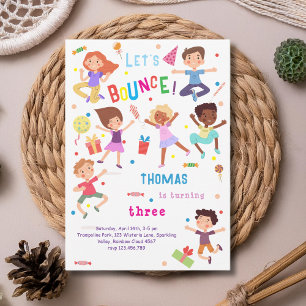 Convite aniversário de criança do parque de saltos de vamo