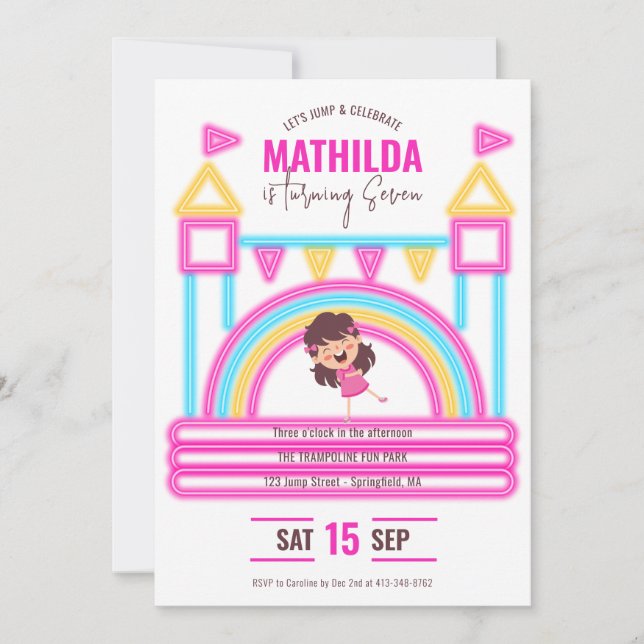 Convite Aniversário de criança do Partido de Trampoline do (Frente)