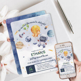 Convite Aniversário de criança do Partido Espacial do Plan