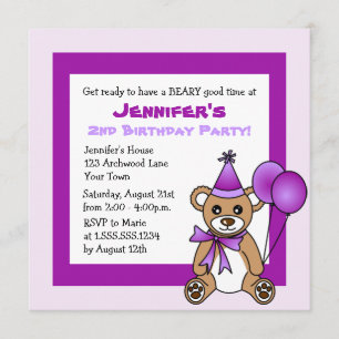 Convite Aniversário de criança do Tema do Urso de Teddy