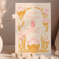 Aniversário de criança Dourado Cor-de-Rosa Retroat