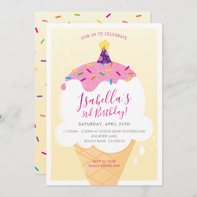 Convite ANIVERSÁRIO DE CRIANÇA FESTA retrorreflectora cone (Frente/Verso)