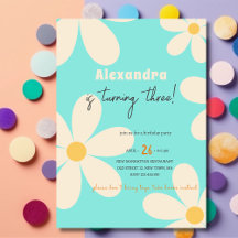 Aniversário de criança floral de Retro Daisy
