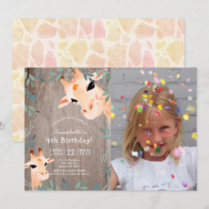 Convite Aniversário de criança Fotográfico Giraffe Rust