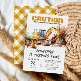 Convite Aniversário de criança Moderno do Digger de Tema d