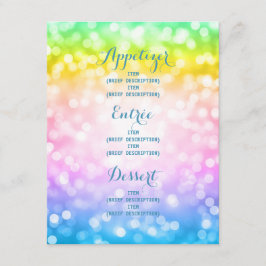 Convite Aniversário de criança Party Menu Unicorn Rainbow