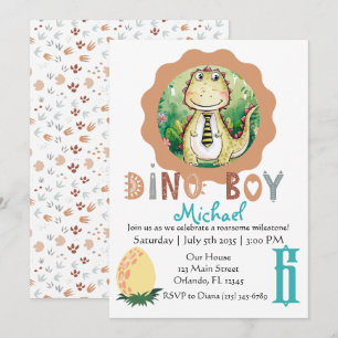 Convite Aniversário de criança Personalizado do T Rex Dino