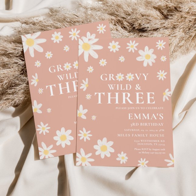 Convite Aniversário de criança Rosa Rosa Daisy (Criador carregado)