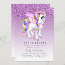 Aniversário de criança Roxo Unicórnio Digital ou I