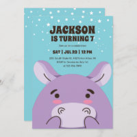 Aniversário de criança Safari Cute Hippo