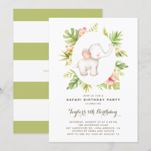 Convite Aniversário de criança Safari de Elephant Safari