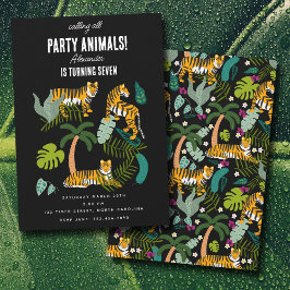 Convite Aniversário de criança Safari Preto da Selva Negro