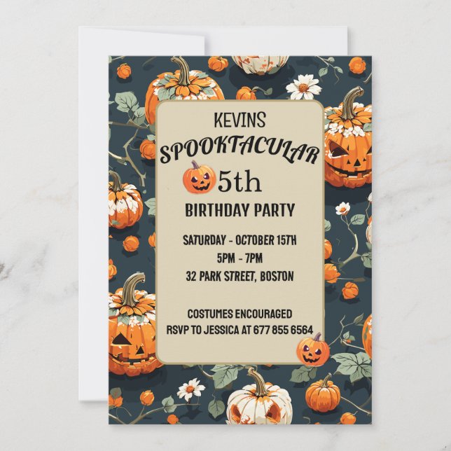 Convite aniversário de criança spooktacular de abóbora (Frente)