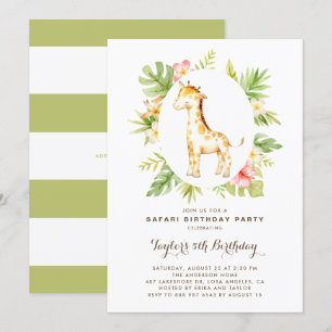 Convite Aniversário de criança tropical do safari do