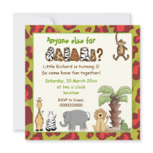 Aniversário de criança vermelho-selva, safari verd