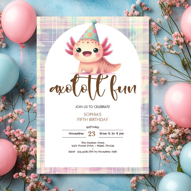 Convite Aniversário de crianças Axolotl (Criador carregado)