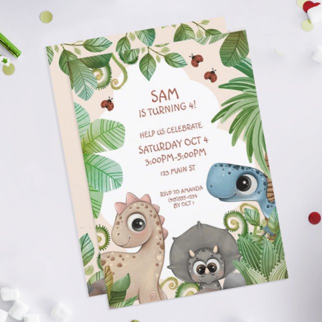 Convite Aniversário de Crianças Dinossauro Dino (Dinosaur Birthday Party Invitation)