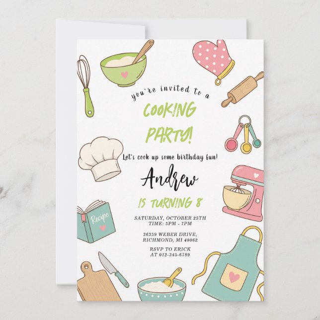 Convite Aniversário de Culinária Junior Pessoal (Frente)
