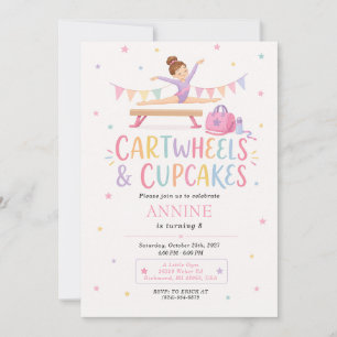 Convite Aniversário de Cupcake de Ginástica Personalizado 