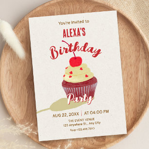 Convite Aniversário de cupcake fofo
